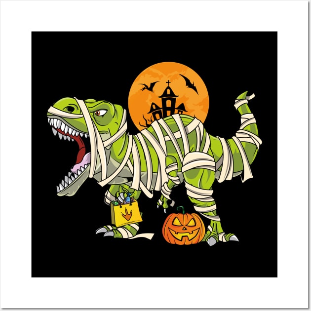 Funny Halloween Boys T Rex Dinosaur Mummy Costume Wall Art by trendingoriginals